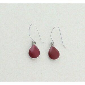 Sterling Silver Red Howlite Earrings Dangle Drop Earrings